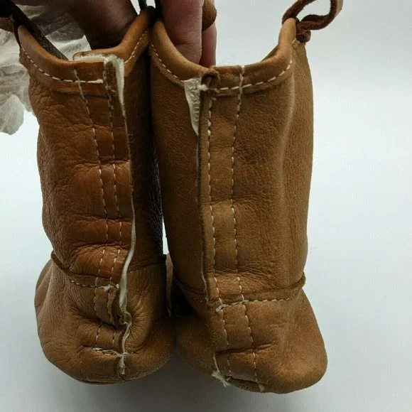 TAOS Leather Western Soft Sole velcroback Brown Booties Baby/Toddler OS - Picture 4 of 10